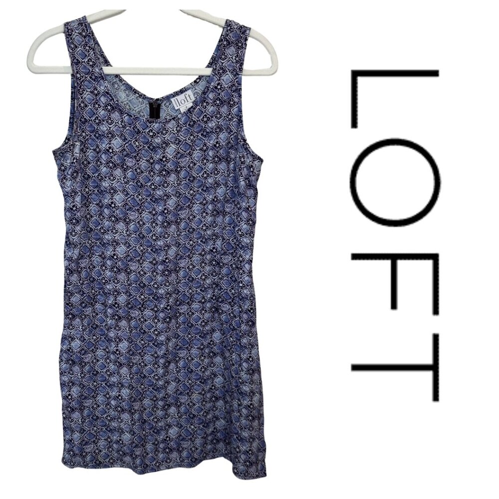 LOFT Navy Geometric Mini Dress